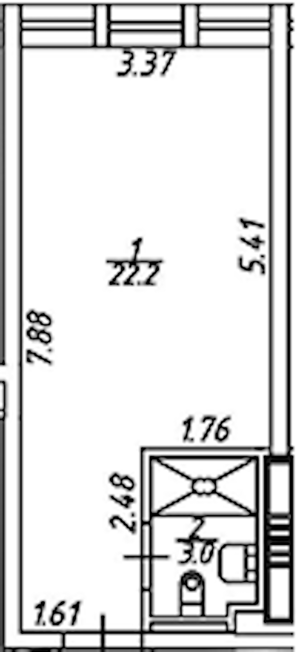 Квартира студия 21.53 м², 5/15 эт., Апарт-отель «Апарт-отель 25-7 Заневский»
